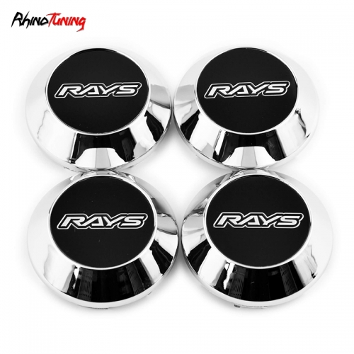 4pcs RAYS 68mm 2 21/32in Wheel Center Caps Silver Base