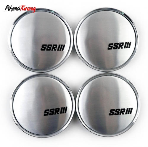 4pcs SSR 63mm 2 15/32in Wheel Center Caps #52005732 Silver Base