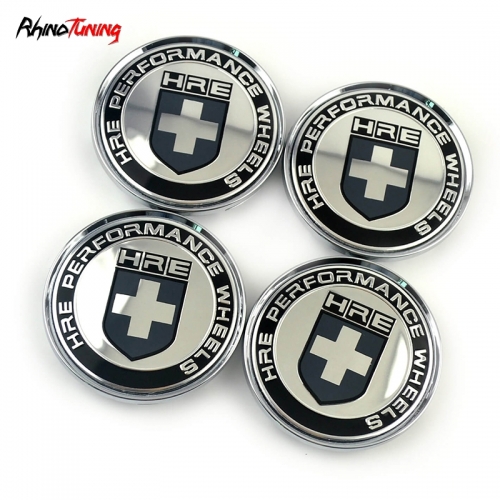 4pcs HRE 63mm 2 15/32in Wheel Center Caps #52005732 Silver Base