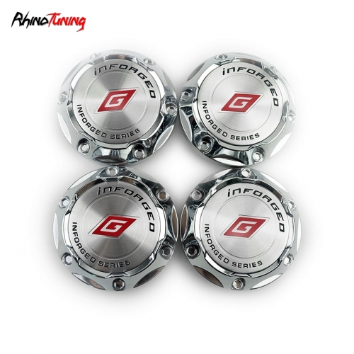 4pcs INFORGED Series 64mm 2 1/2in Wheel Center Caps #C-243 With 6 Decorative Screws Silver
