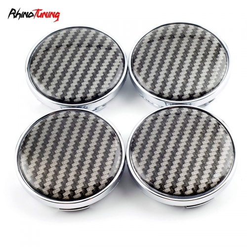 4pcs Carbon Fiber Texture 61mm 2 3/8in Wheel Center Caps #28821VA011