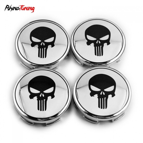 4pcs Punisher 58mm 2 9/32in Wheel Center Caps #08w14-sel-7000-A3 For Acura Integra Honda Civic