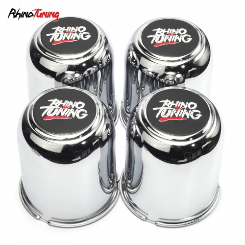81mm 3.19in Push Through Center Cap Chrome Carbon Steel (Iron) Available Rhino Tuning Label