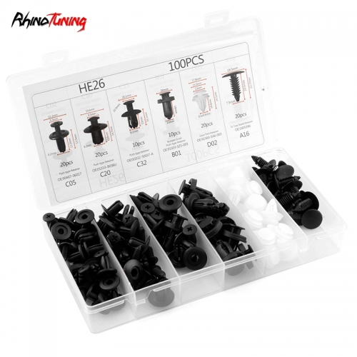 100pcs HE26 Auto Fastener Clip Car Body Push Retainer Pin Rivet Door Car Accessories