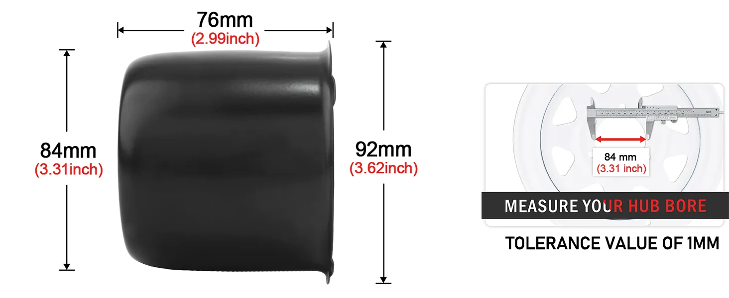 84mm(3.31in) Push Through Center Cap for 3.31" Bore 2.99" Tall Matt Black Truck Trailer Wheel Cover - 20274037MB 1 format,webp