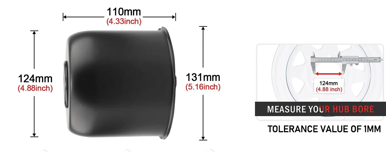 124mm(4.88in) Push Through Center Cap for 4.88" Center Bore 4.33" Tall Truck Wheel Rims Universal Hup Cap - 20274167BK 1 format,webp