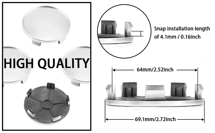 69mm(2 23/32in) Wheel Center Caps for BMW 1 2 3 5 6 7 X Z Series BMW Hub Caps - 20284005SV 1 BMW Hub Caps
