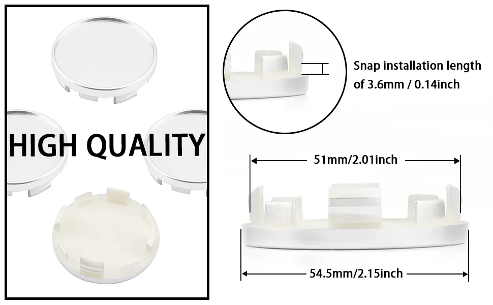 55mm(2 1/8in) for Ibiza Exeo Seat Lincoln MKC Center Caps - 20284003SV 1 Lincoln MKC Center Caps
