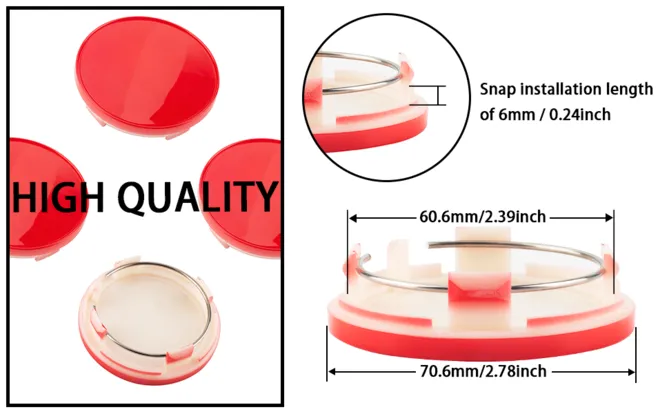 4Pcs for 71mm 2 3/4in BBS RS Center Caps CF CH-R RM RK020 #09.24.467 - 20284010RD 1 BBS RS Center Caps