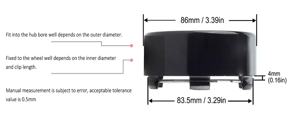 4pcs 86mm 3.39in Wheel Center Caps (ID:83.5mm) for Ford F-150 Rim Hub Cap Cover - 20274208 2 86mm Center Caps