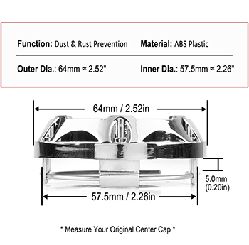  64mm (2.52in) for Toyota TRD Center Caps