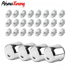 Chrome: 4 Center Caps . 24 Pcs 1/2-20 Lug Nuts