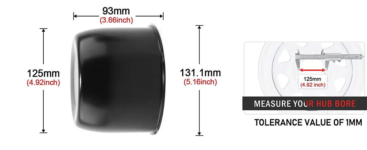 125mm 4.92in Trailer Stainless Steel Center Caps for 4.92" Bore 3.54" Tall Truck Rims - 20274328 1 4.92in trailer stainless steel center caps