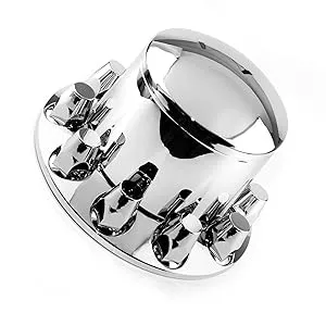 1pc 354mm Chrome Truck Wheel Rear Axle Covers with 10pcs Lug Nuts Axle Cover Kit - 20274032RRx1+20274032Nx10 1 Rear Axle Cover