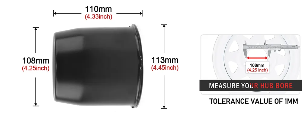 108mm 4.25in Push Through Center Caps For 4.25in Bore 4.17in Tall Trailer Trucks RV Rims 4pcs - 20274034MB 1 4.25in Push Through Center Caps