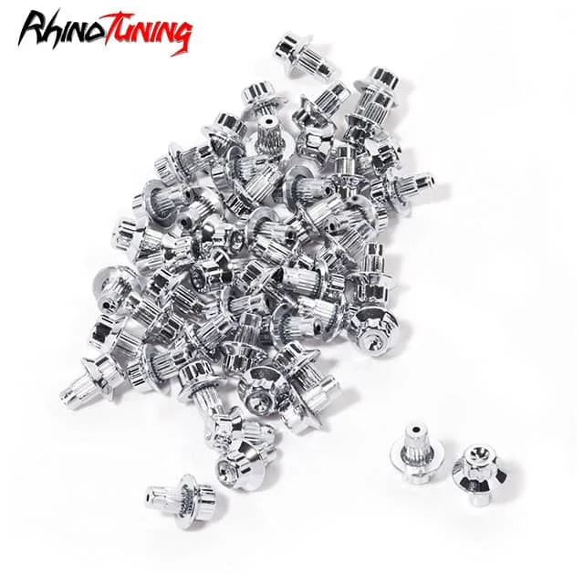 100pcs 13.8mm Universal Chrome Wheel Edge Rivets Nuts for 6.3mm Hole Plastic Nuts