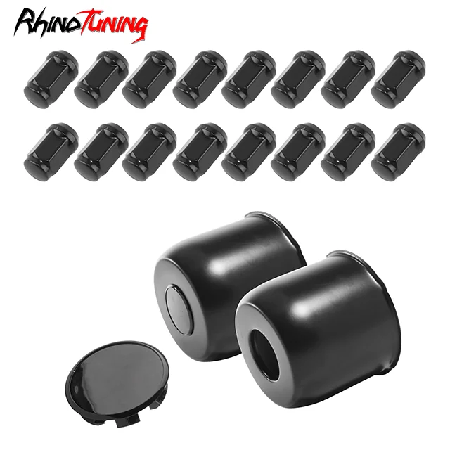 Matte Black: 2pcs Center Caps. 12 Pcs 1/2-20 Lug Nuts