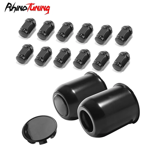 Matte Black: 2pcs Center Caps. 12 Pcs 1/2-20 Lug Nuts