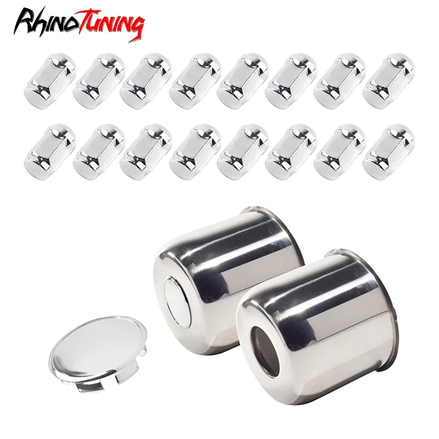 Chrome: 2Pcs Center Caps. 16 Pcs 1/2-20 Lug Nuts