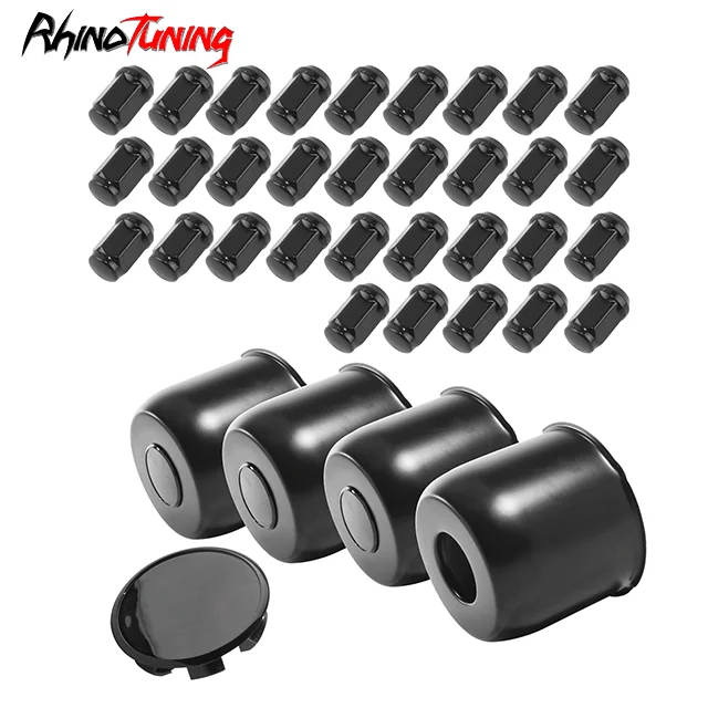 Matte Black: 4pcs Center Caps. 32 Pcs 1/2-20 Lug Nuts