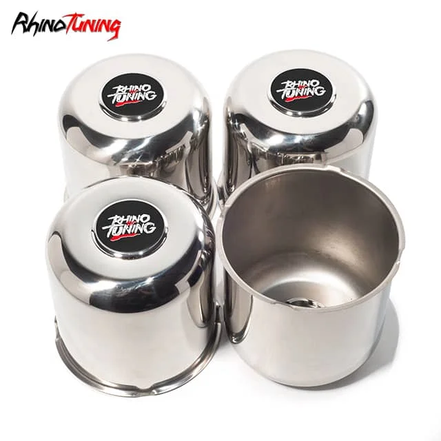5.15in Stainless Trailer Push Thru Center Caps for 5.12" Bore 4.95" Tall Top Removable Hub Cap