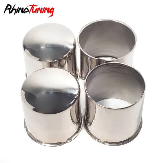 2 Open 2 Closed Top Curved 5.15in Stainless Push Through Center Caps for 5.15