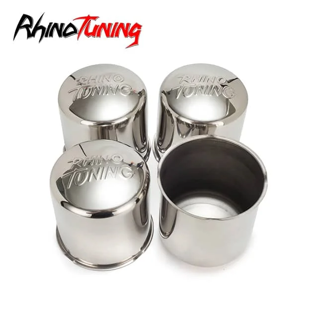 RhinoTuning 4.25in Stainless Curved Push-Thru Trailer Center Hub Cap for 4.25in Bore