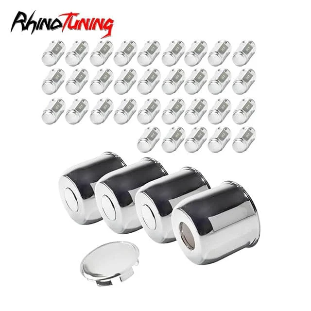 4.88in Push Through Wheel Center Hub Caps with Removable Top Caps and 9/16"-18 Lug Nuts