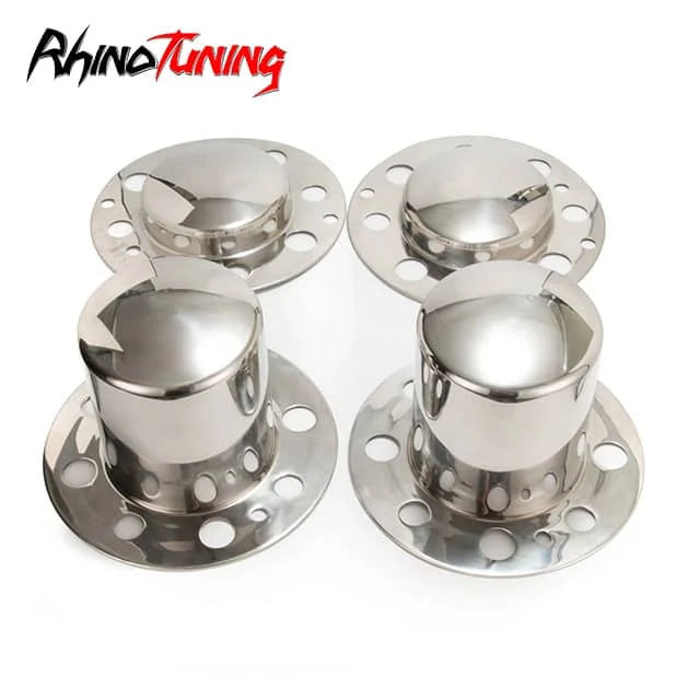 4.9in 2 Front 2 Rear Stainless Lug Nut Center Cap for 8x6.5 Wheel 134-1 4.9" Shaft Diameter
