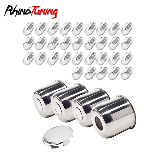 Chrome: 4pcs Center Caps. 32Pcs 9/16-18 Lug Nuts