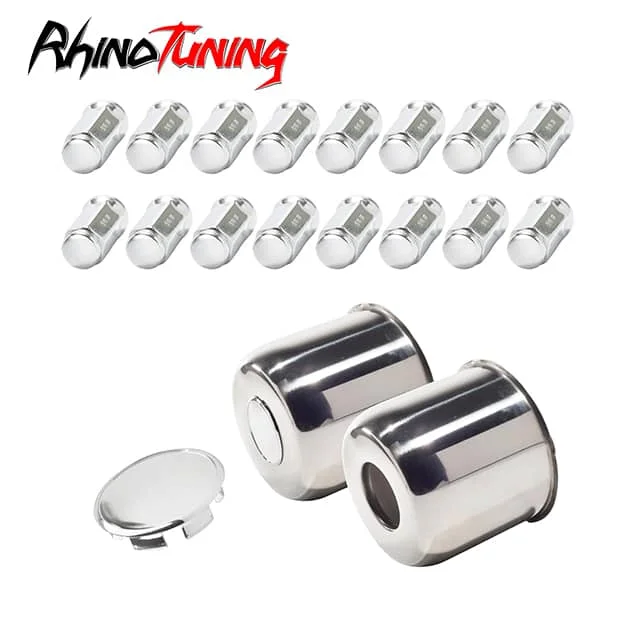 Chrome: 2pcs Center Caps. 16 Pcs 9/16-18 Lug Nuts