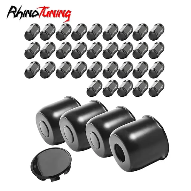 Matte Black: 4pcs Center Caps. 32Pcs 9/16-18 Lug Nuts