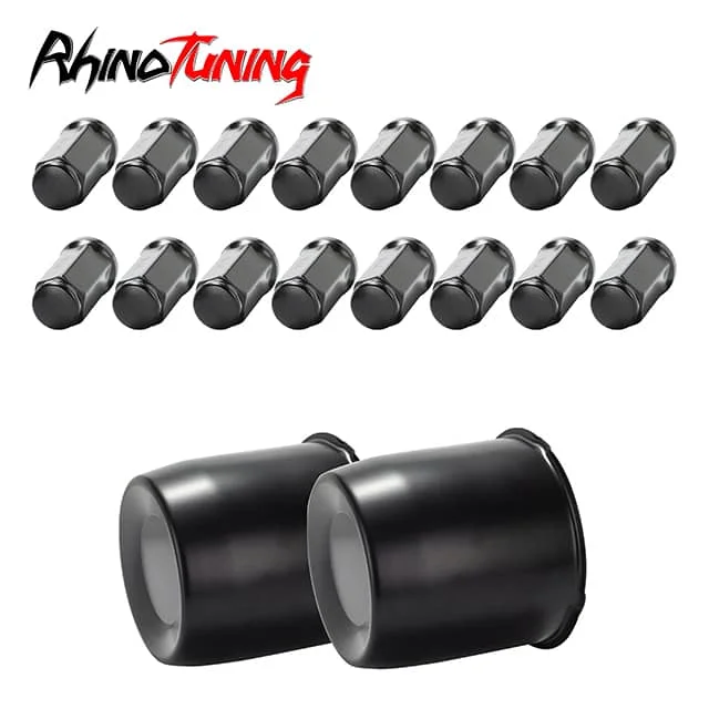 Matte Black: 2pcs Center Caps. 16 pcs 9/16