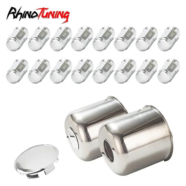 Mirror Polished: 2pcs Center Caps. 16 Pcs 9/16-18 60° Lug Nuts