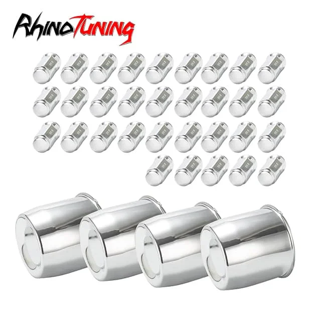5.15in Push Through Center Caps & 9/16"-18 Lug Nuts for Trailer Truck RV Rims Center Bore