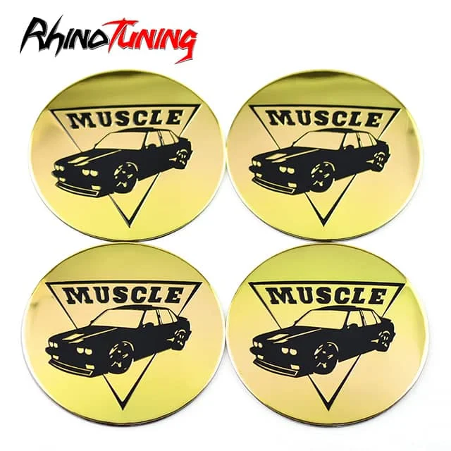 59mm Aluminum Wheel Center Caps Stickers Muscle Car Golden Pattern 4pcs