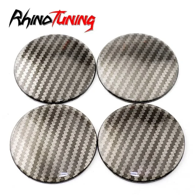 Carbon Fiber Wheel Center Cap Curved Aluminum Decals for Decoration Wheel 68mm 4pcs