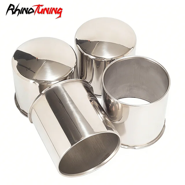 2x Closed and 2x Opened End 4.9in Stainless Push Through Center Caps