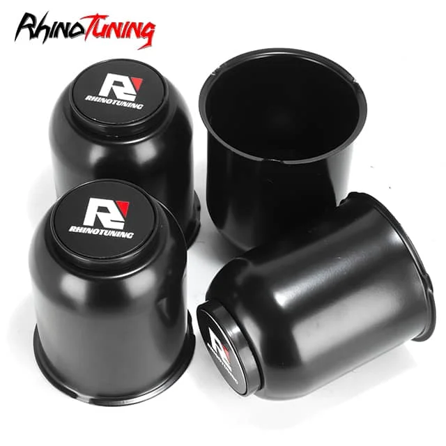 Stainless Push Thru Trailer Wheel Center Caps 3.74in Bore 3.9in Tall with Floating Top Cap