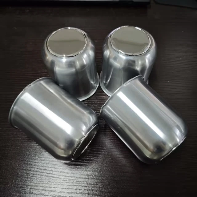 For 3.19in Rim Bore Polished Aluminum Push Through Center Caps with Removable Top Caps