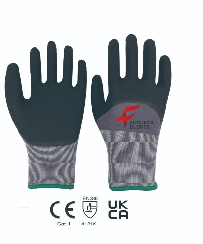 15 gauge polyester with nitrile smooth 3/4 coating+nitrile sandy palm coating