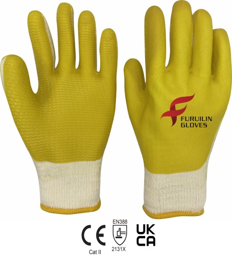 10 gauge Recycled cotton liner with laminated latex gloves