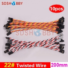 10pcs* 22#/ 22AWG Heavy Duty Twisted Wire 20cm 200mm Connecting Line for Flight Control/ Male-male Servo Wire- JR/ Futaba color