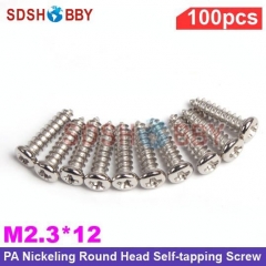 100pcs* PA Nickeling Round Head Self-tapping Screw/ Electronic Screw M2.3* 8/ M2.3* 10/ M2.3* 12