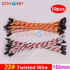10pcs* 22#/ 22AWG Heavy Duty Twisted Wire 15cm 150mm Connecting Line for Flight Control/ Male-male Servo Wire- JR/ Futaba color