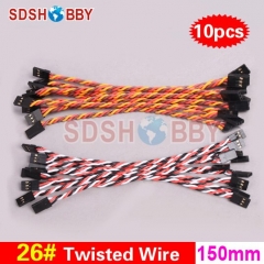 10pcs* 26#/ 26AWG Twisted Wire 15cm 150mm Connecting Line for Flight Control/ Male-male Servo Wire- JR/ Futaba color