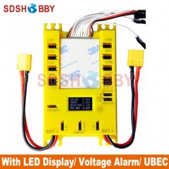 NEW Mini Servo Distribution Board/ Section Board (4105#) with LED Screen/ Voltage Alarm/ UBEC-Yellow Color