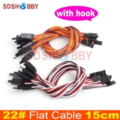 10pcs* 22# 22AWG Futaba JR Flat Extension Cable/ Flat Extension Lead 15cm with Hook
