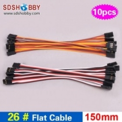 10pcs* 26#/ 26AWG Flat Cable 15cm 150mm Connecting Line For Flight Control/ Male-Male Servo Wire- JR/ Futaba Color