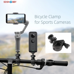 Bicycle Clamp Camera Mount Holder Clip 1/4in Adapter for OM 5/POCKET 2/OM4 SE/FIMI PALM 2/Insta360 One X2/OSMO Mobile 2 3